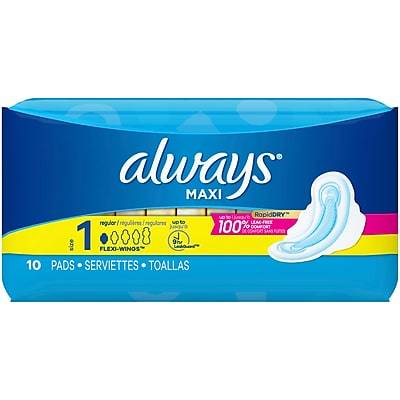 Always Maxi Regular Absorbency Flexi-Wings Pads (10 ct)