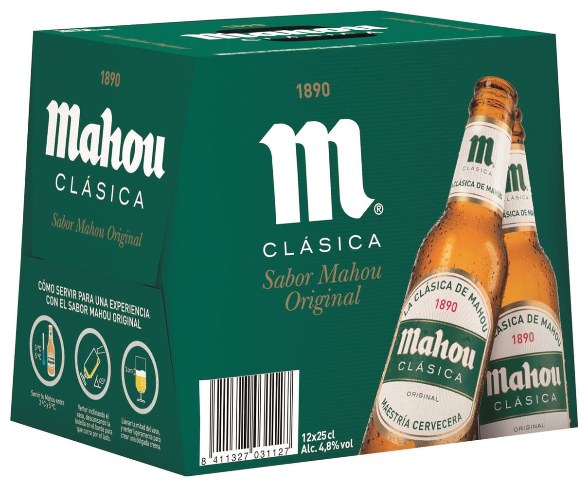 Cerveza clásica dorada lager · Mahou (12 x 250 ml)