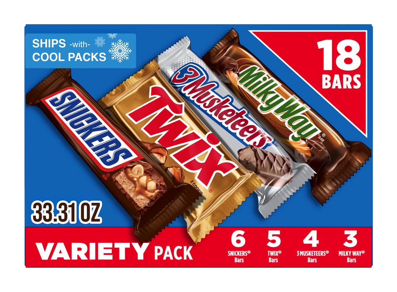 Mars Chocolate Candy Bars Variety pack (33.31 oz, 18 ct)