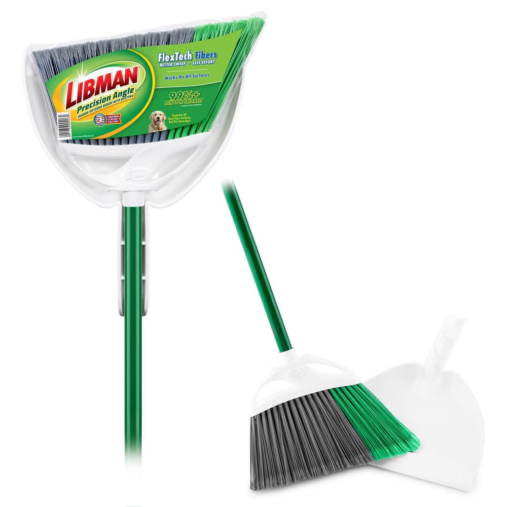 Libman Precision Angle 11 In. W Stiff Recycled Plastic Broom With Dustpan