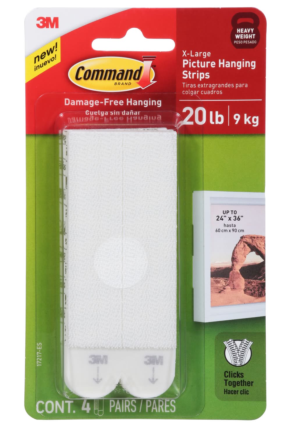 Command Picture Hanging Strips 20lb, XL, White (4 ct)