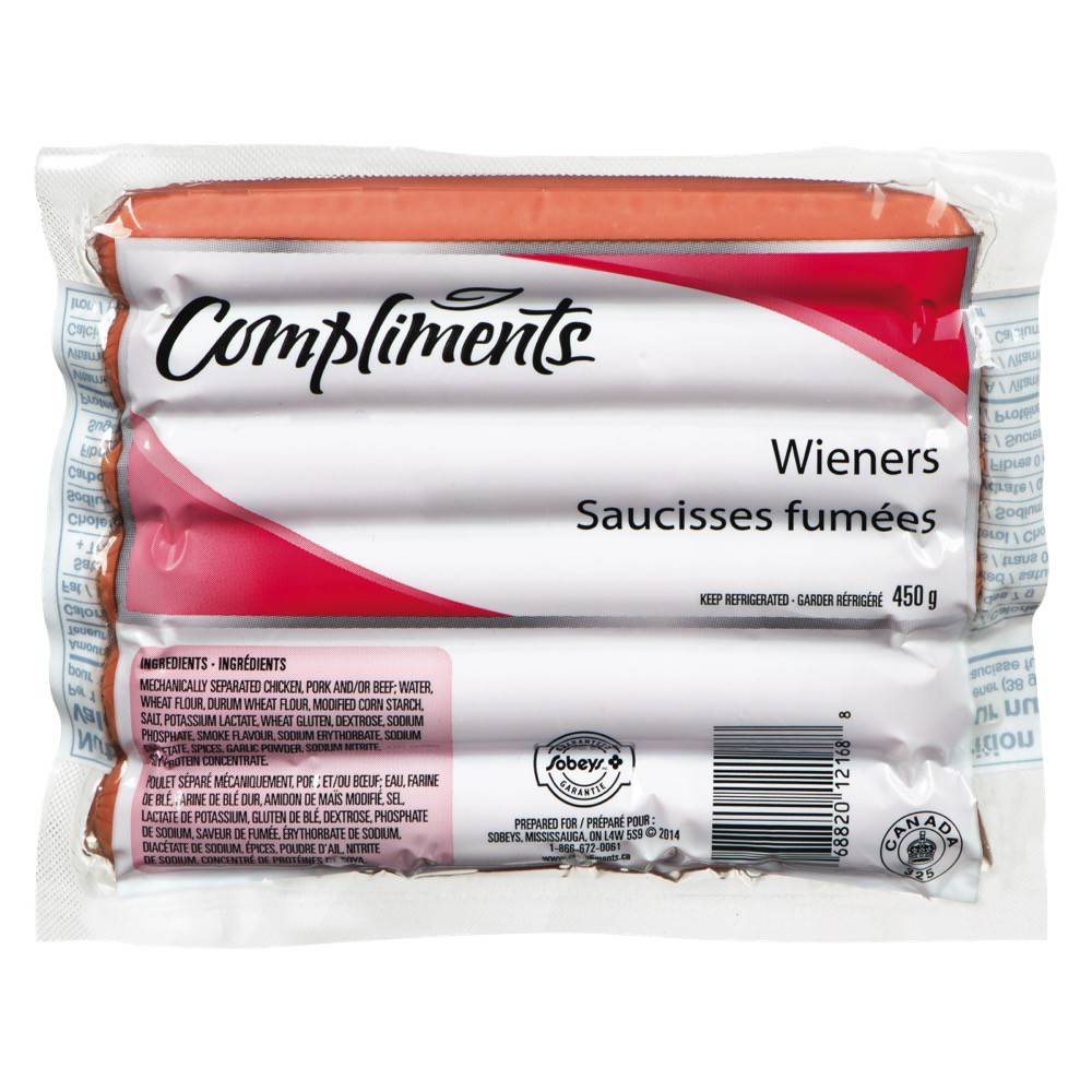 Compliments saucisse fumée régulière (450 g) -  wieners (450 g)