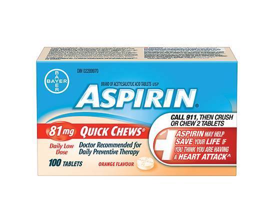 ASPIRIN 81MG QUICK CHEWS TABLETS 100 PK