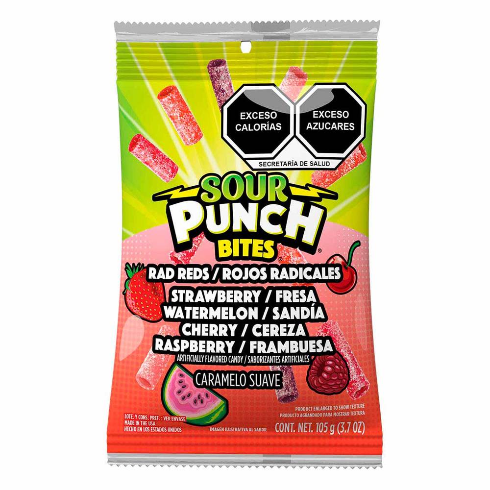 Sour Punch · Bites caramelo suave rojos radicales (105 g)