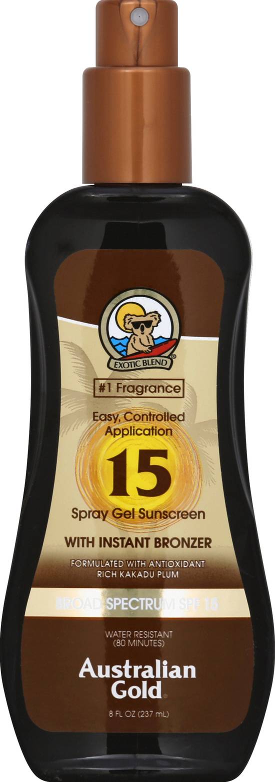 Australian Gold Spf 15 Spray Gel Sunscreen With Instant Bronzer