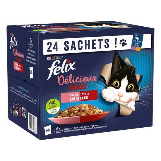 Felix délicieux duos en gelée - sélection mixte - 24x85g - sachets fraîcheur pour chat adulte