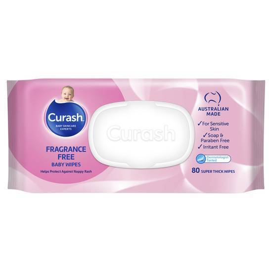 Curash Baby Wipes Fragrance Free (80 Pack)