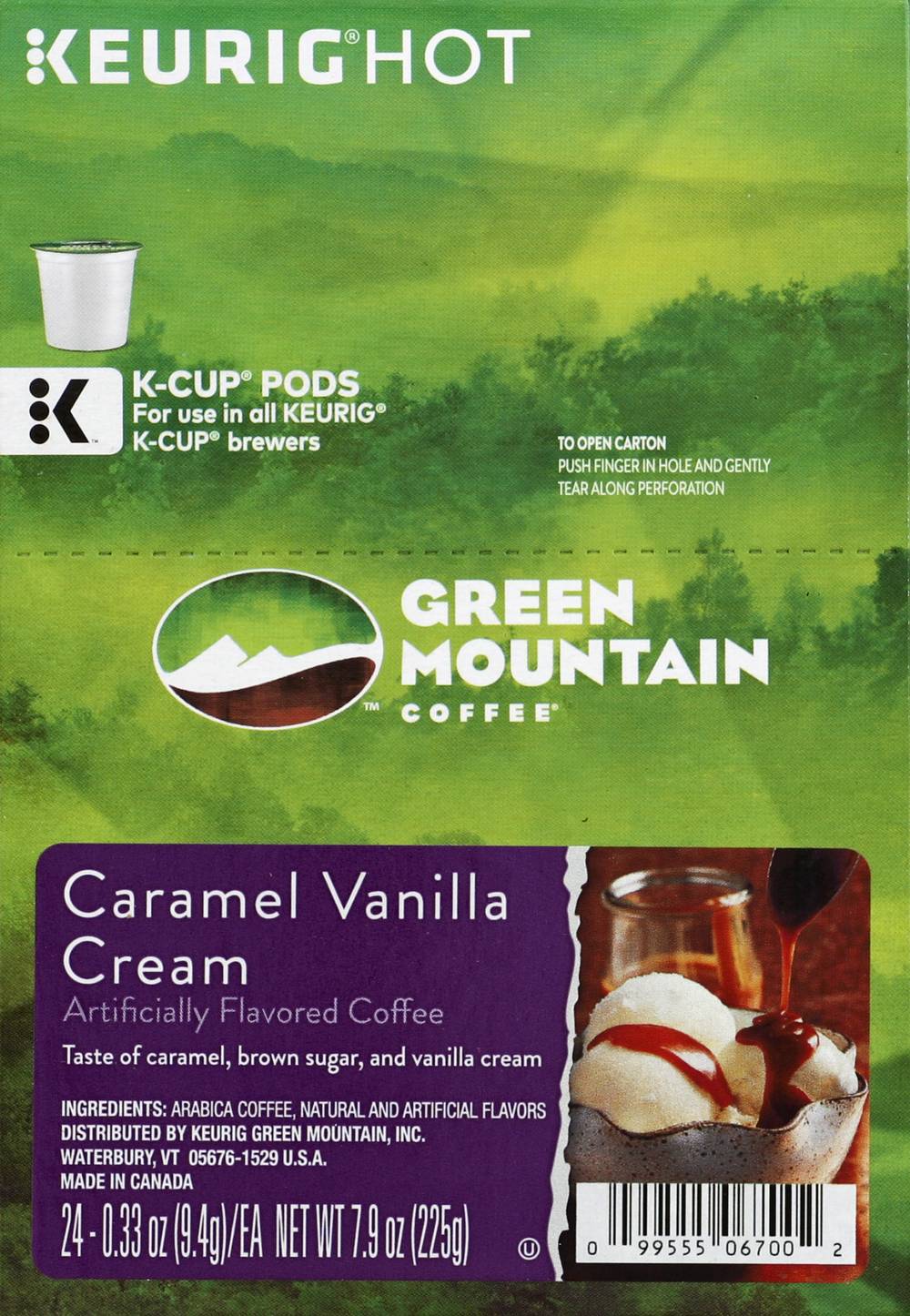 Green Mountain Coffee Roasters Caramel Vanilla Cream Flavored K-Cup Pods Light Roast (7.9 oz, 24 ct)