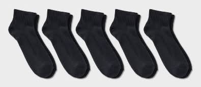 Dealworthy Cushioned Sole Cotton Blend Ankle Socks, Men, 6-12, Black (5 ct)