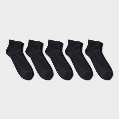 Dealworthy Cushioned Sole Cotton Blend Ankle Socks, Men, 6-12, Black (5 ct)