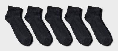 Dealworthy Cushioned Sole Cotton Blend Ankle Socks, Men, 6-12, Black (5 ct)