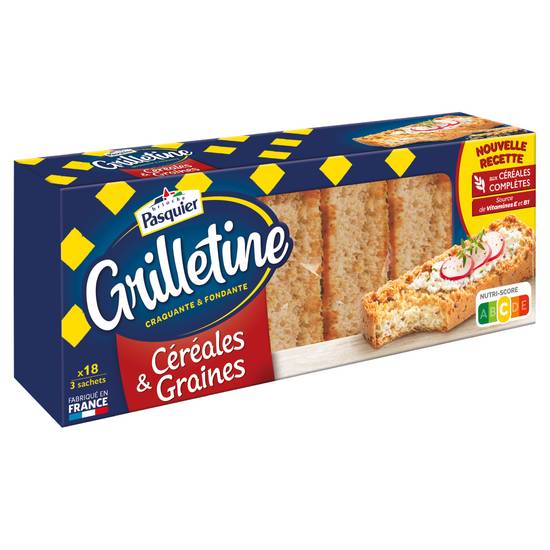 Brioche Pasquier - Grilletine céréales & graines (18 pièces)
