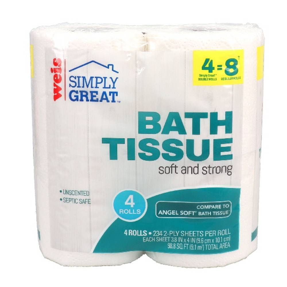 Weis Simply Great Double Roll Bath Tissue, 3.8 in x 4.0 in (4 ct)