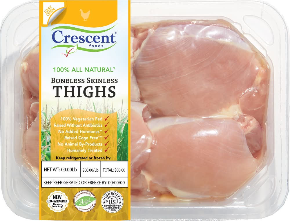Crescent Foods Frozen Halal Boneless Skinless Chicken Thighs