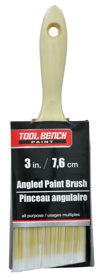Tool Bench Angled Paint Brushes With Wooden Handles, 3 in
