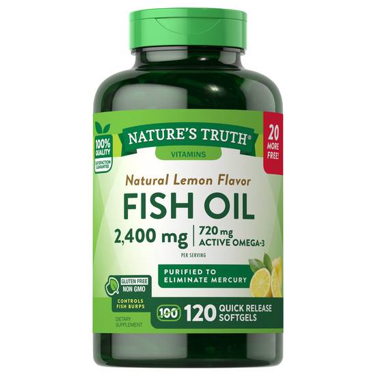 Nature's Truth Fish Oil 1200 mg & Omega 3 360 mg Lemon Flavor (120 softgels)