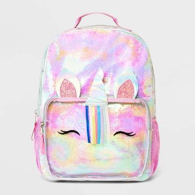 Cat & Jack Kids' Flip Sequin Tie-Dye Unicorn Backpack, 16"