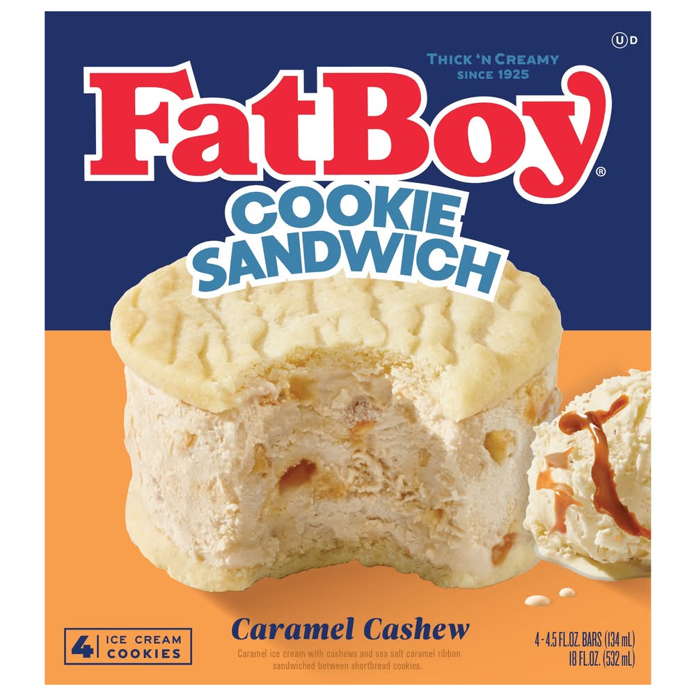 FatBoy Cookie Sandwich, Caramel Cashew (4.5 fl oz, 4 ct)