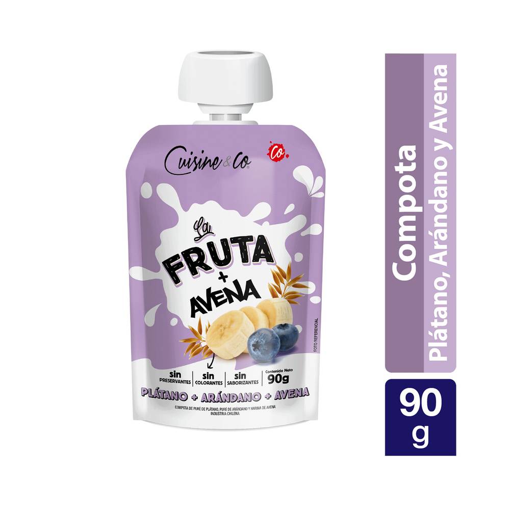 Cuisine & Co · Compota de puré - Plátano-Arándano-Avena (90 g)