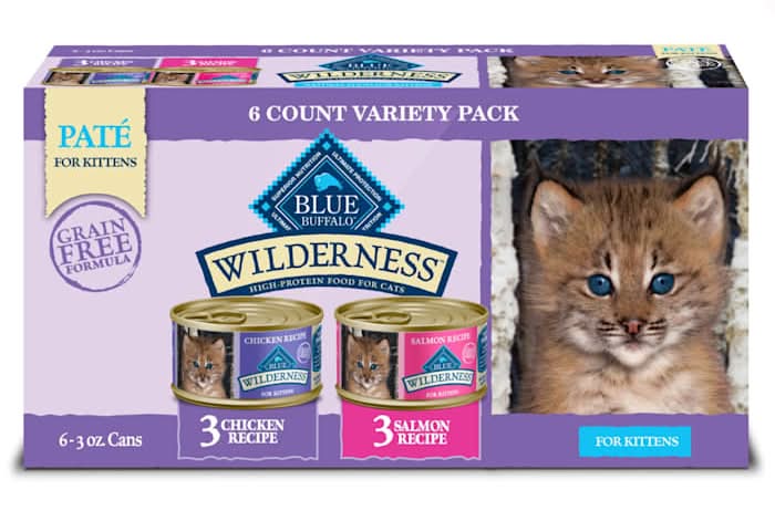 Blue Buffalo Wilderness Chicken & Salmon Wet Kitten Food Variety Pack, 3 oz., Count of 6