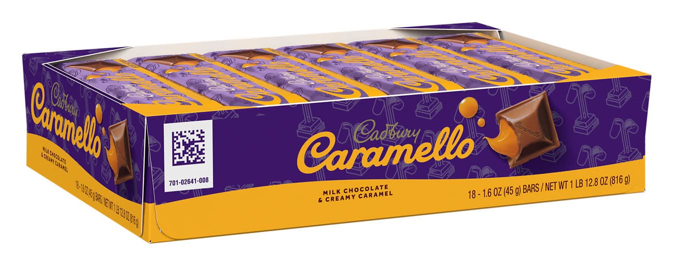 Cadbury Caramello Bars, Milk Chocolate-Caramel (1.6 oz, 18 ct)