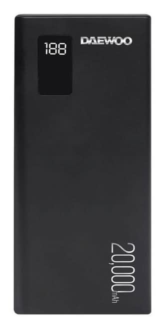 Daewoo · Portable power bank with 20,000mah capacidad y cables incorporados, negro