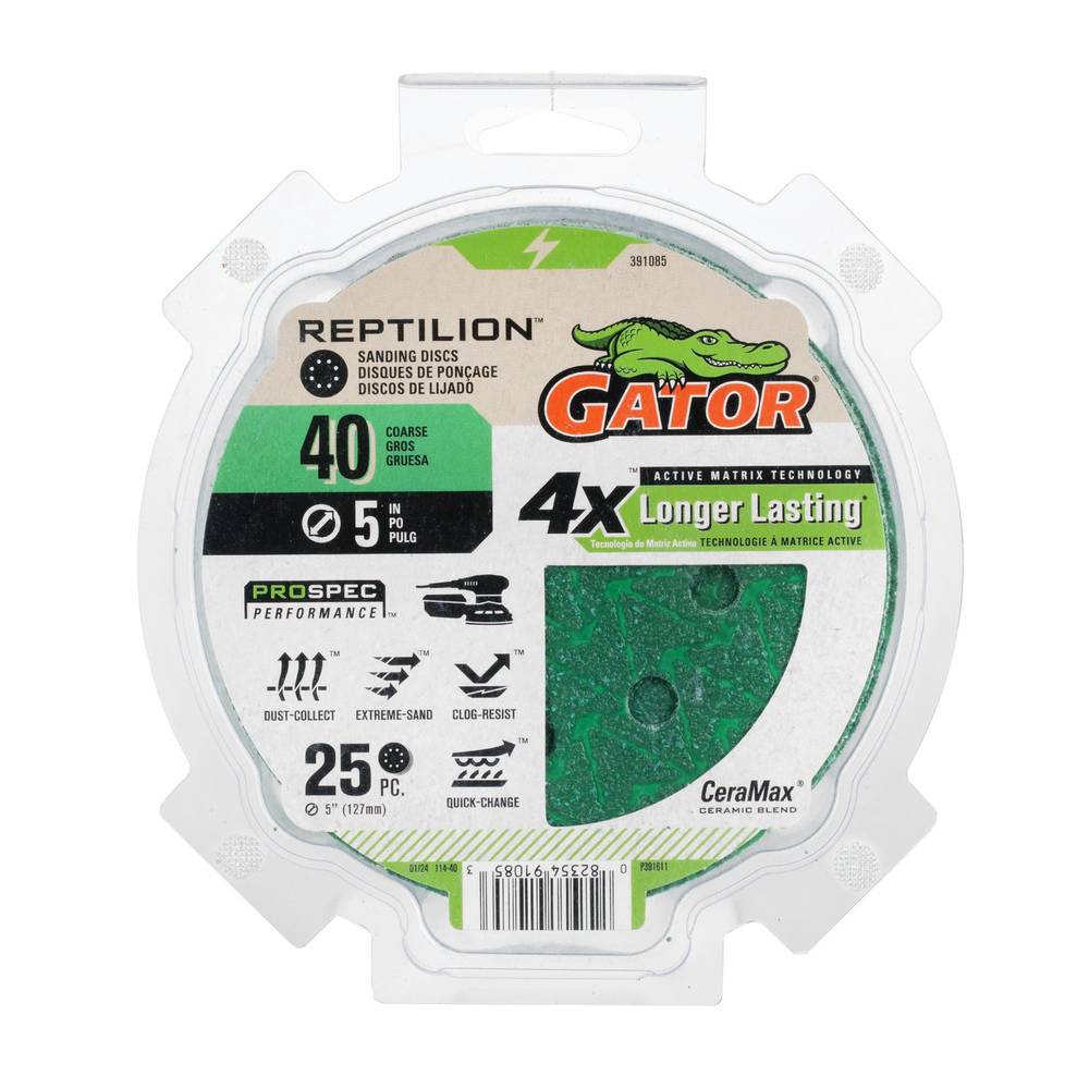 Gator Reptilion 25-Piece Ceramic Alumina 40-Grit Disc Sandpaper | 391085