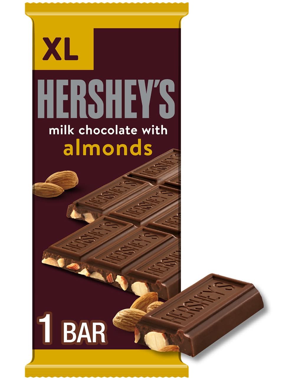 Hershey's Milk Chocolate With Almonds, XL (4.25 oz, 16 ct)