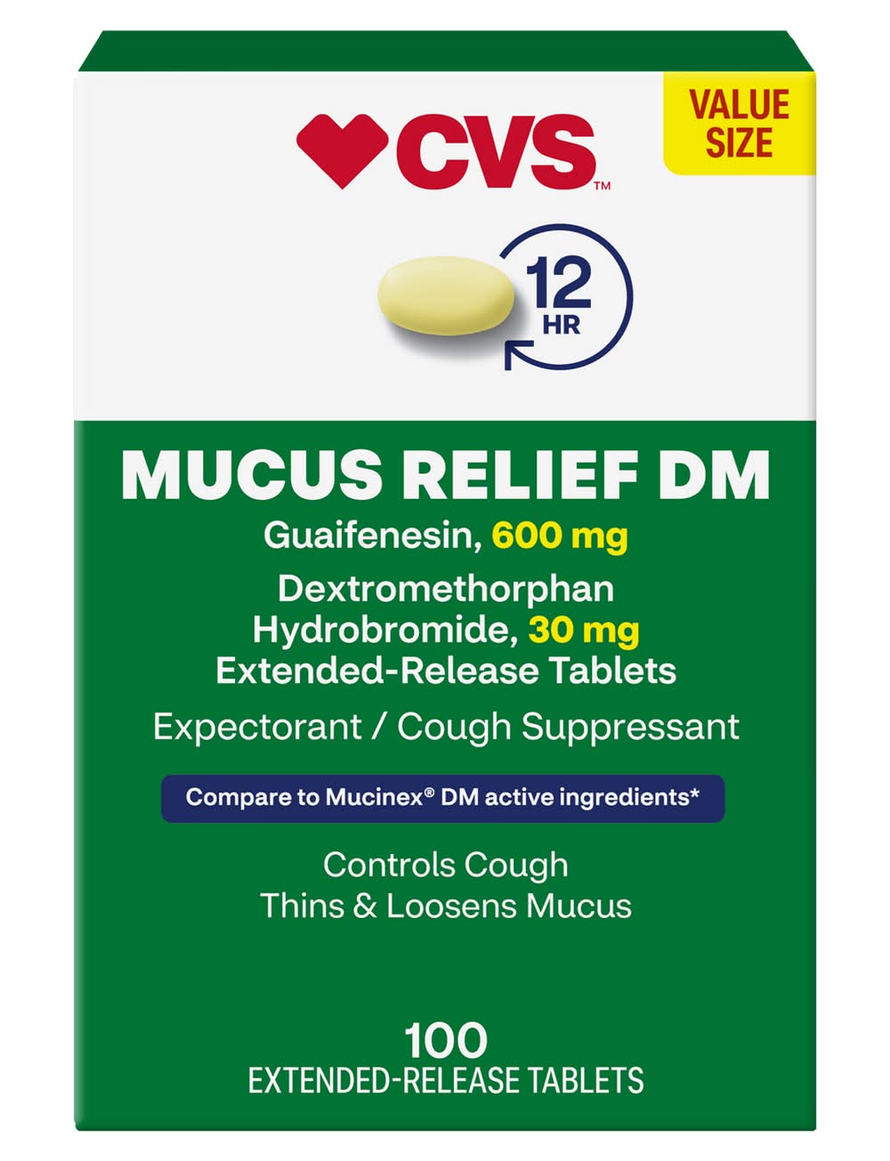 CVS Health Mucus Dm Extended Release Cough Tablets (100 ct)