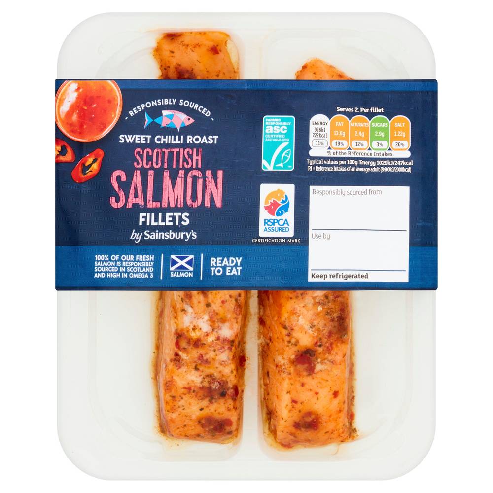 Sainsbury's Sweet Chilli ASC Scottish Salmon Portions x2 180g (Ready to eat)