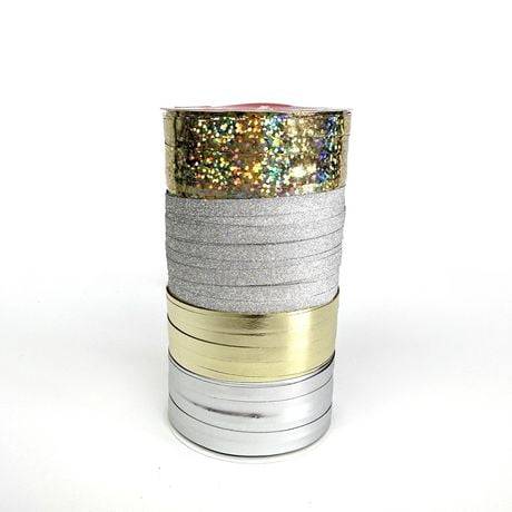 Holiday Time Piece Curling Ribbon, 150', Gold-Silver-Metallic (4 ct)