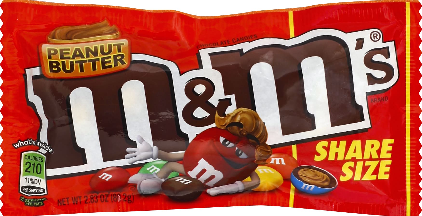 M&M's Share Size Chocolate Candies, Peanut Butter (2.83 oz)