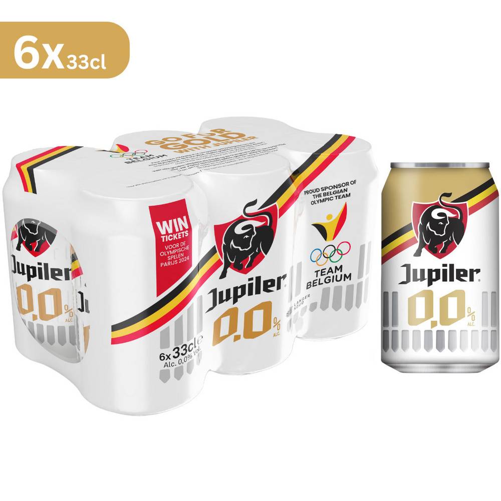 Jupiler Blond Bier Pils 0.0% 6x33cl Blikken Cold Grip