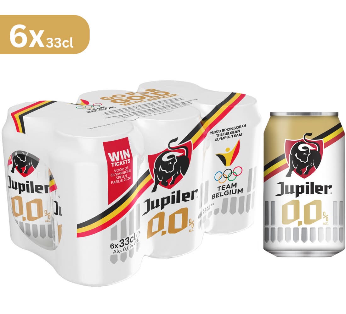 Jupiler Blond Bier Pils 0.0% 6x33cl Blikken Cold Grip
