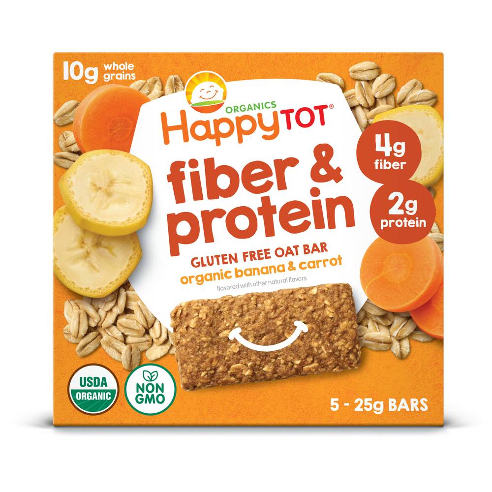 Happy Tot Fiber & Portein Organic Bananas & Carrots Oat Bars (4.4 oz)