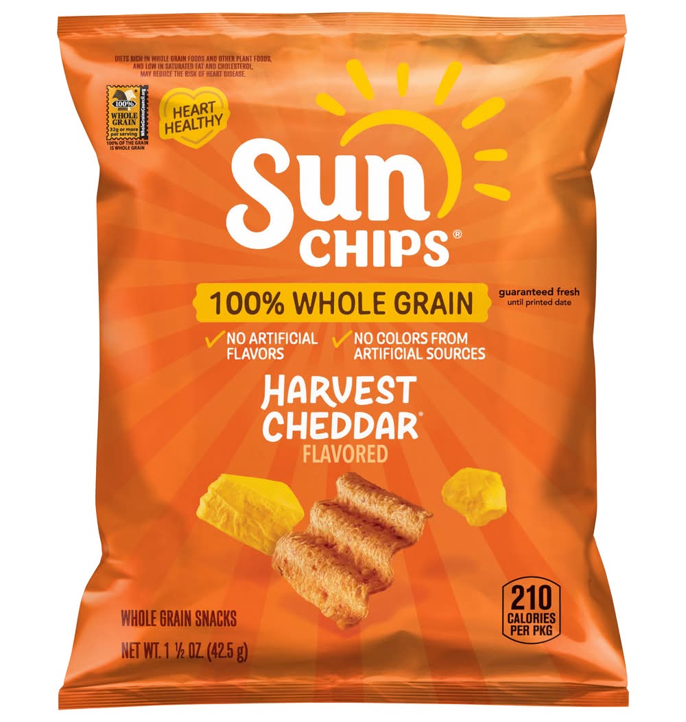 Sun Chips 100% Whole Grain Snacks, Harvest Cheddar (2 oz)