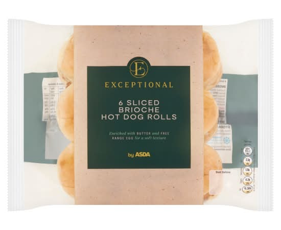 ASDA Exceptional Sliced Brioche Hot Dog Rolls (6 pack)