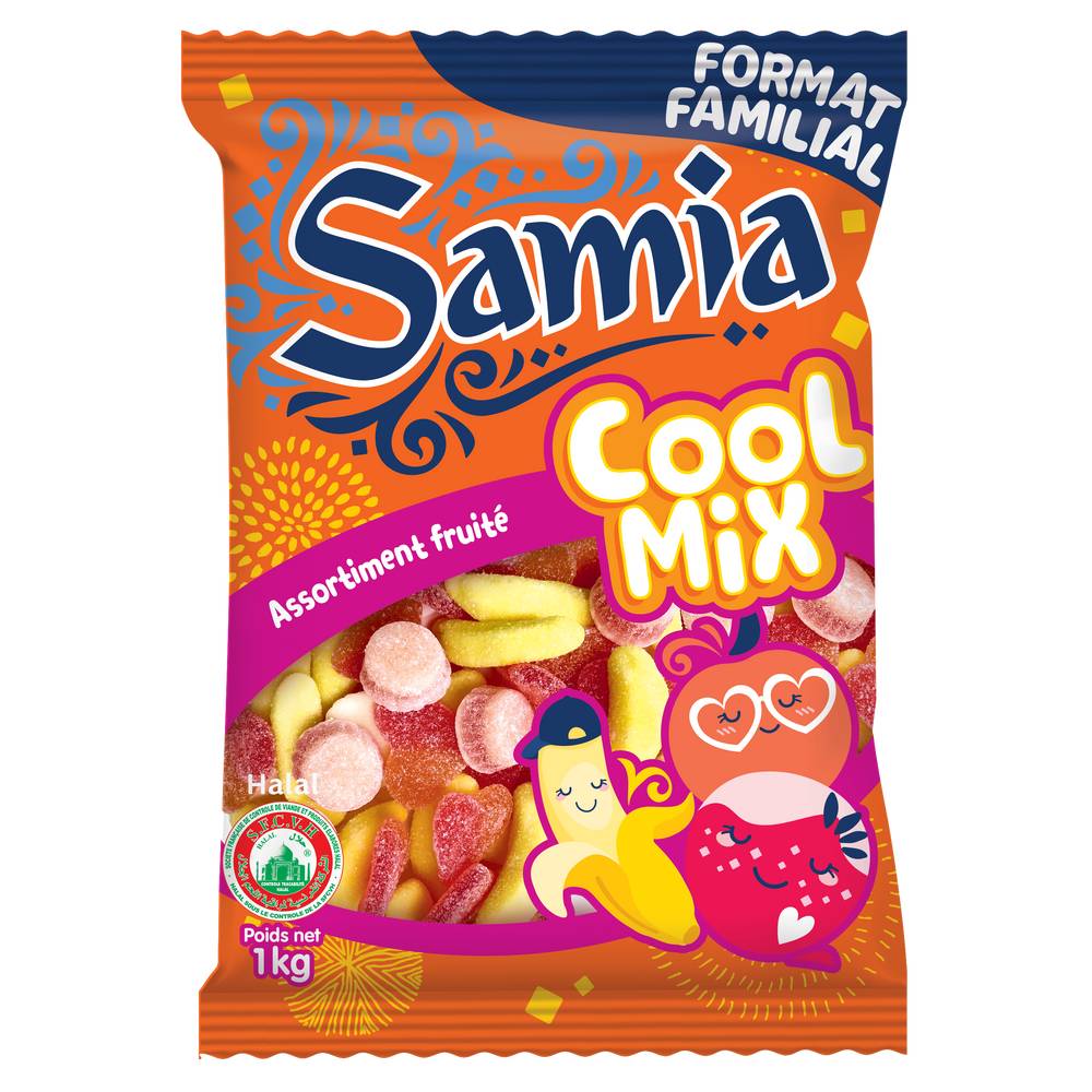 Samia - Assortiment bonbons gélifies halal, fruité (1kg)