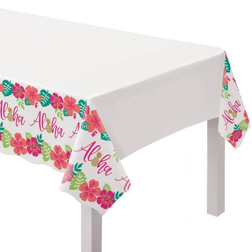 Party City You Had Me At Aloha Plastic Table Cover (54in x 102in/multicolor/bright)