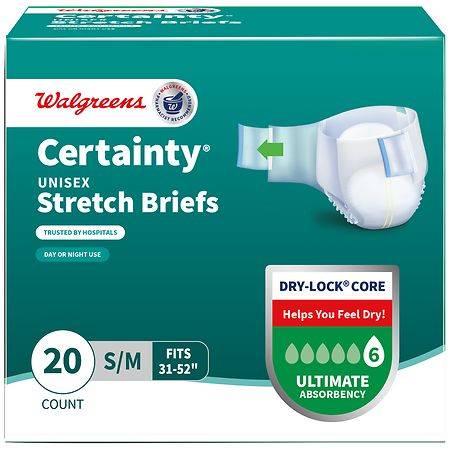 Walgreens Certainty Unisex Adjustable Incontinence Stretch Briefs With Tabs Small/Medium (3.2 lbs)