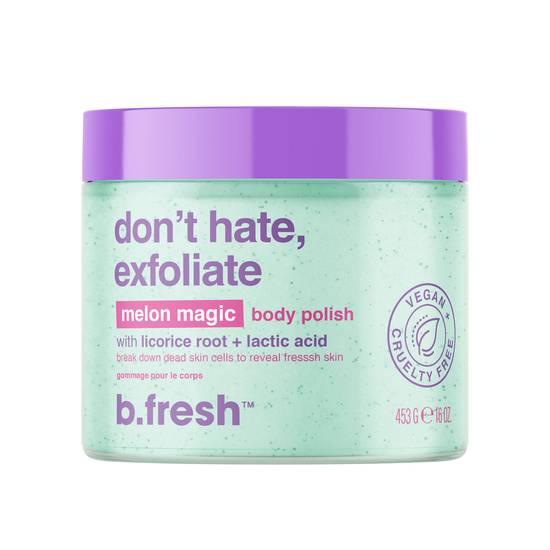 B.Fresh Don'T Hate, Exfoliate Melon Magic Body Polish - Licorice Root + Lactic Acid, 16 oz