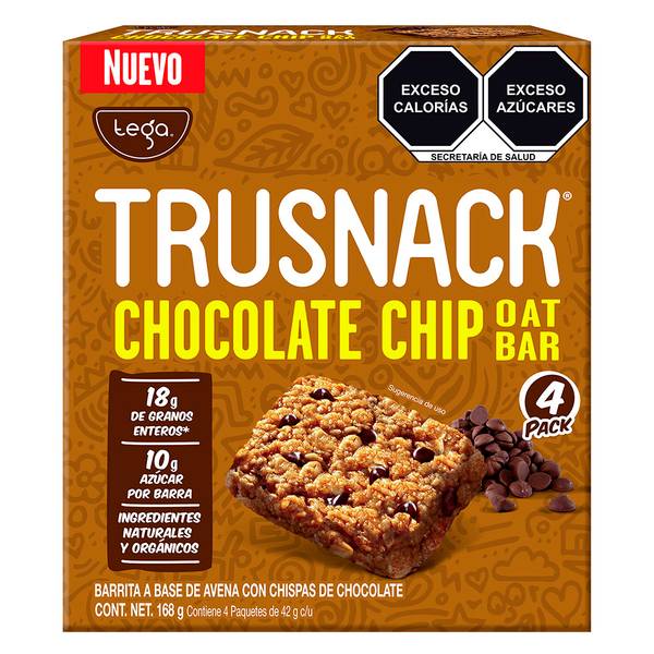 Trusnack barras de avena con chispas de chocolate (caja 168 g)