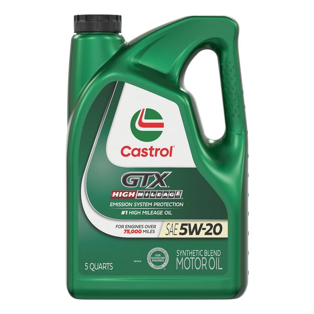 CASTROL GTX High Mileage 5W-20 Synthetic Blend Motor Oil, 5 Quarts | 1597C4