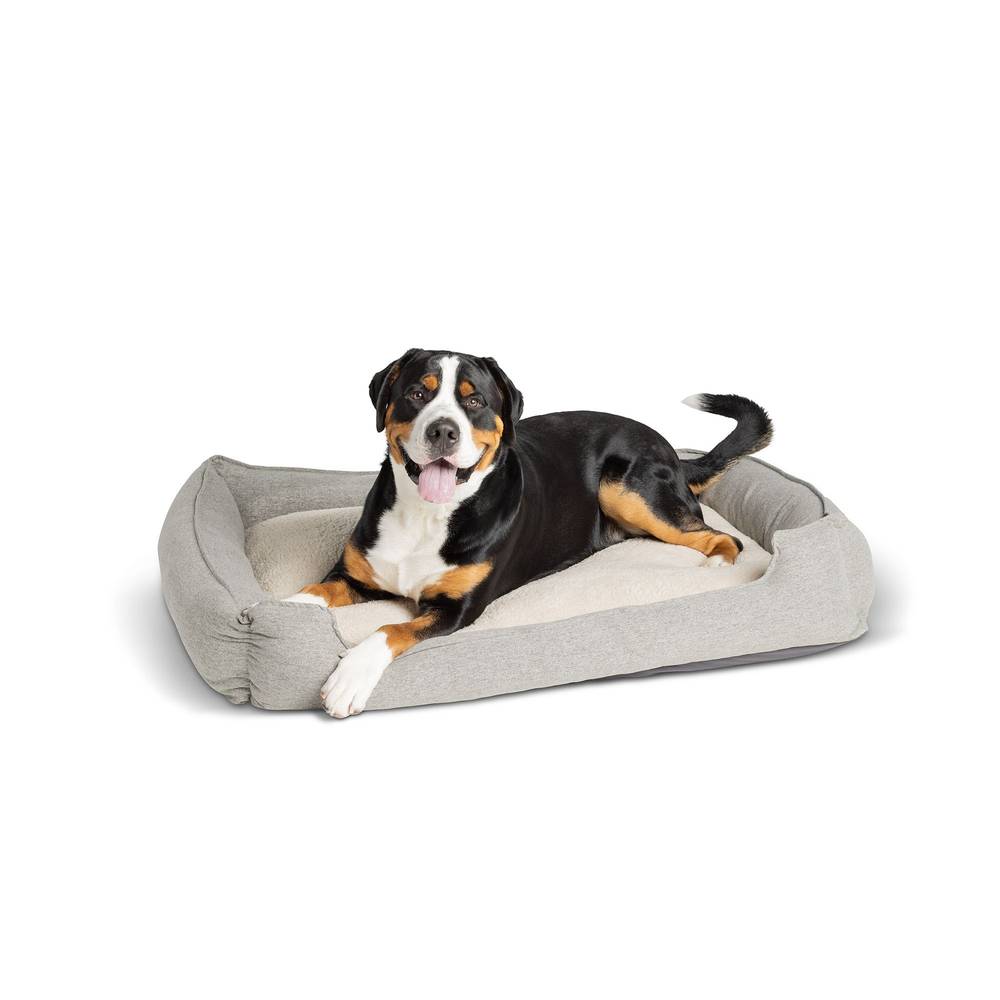 Top Paw® Grey Heather X-Large Cuddler Dog Bed (Color: Grey, Size: 38\"L X 48\"W X 9\"H)