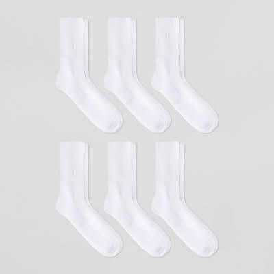 Goodfellow & Co. Odor Resistant Crew Socks, White (6 ct)