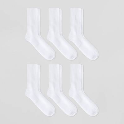 Goodfellow & Co. Men's Odor Resistant Crew Socks, White (6 ct)