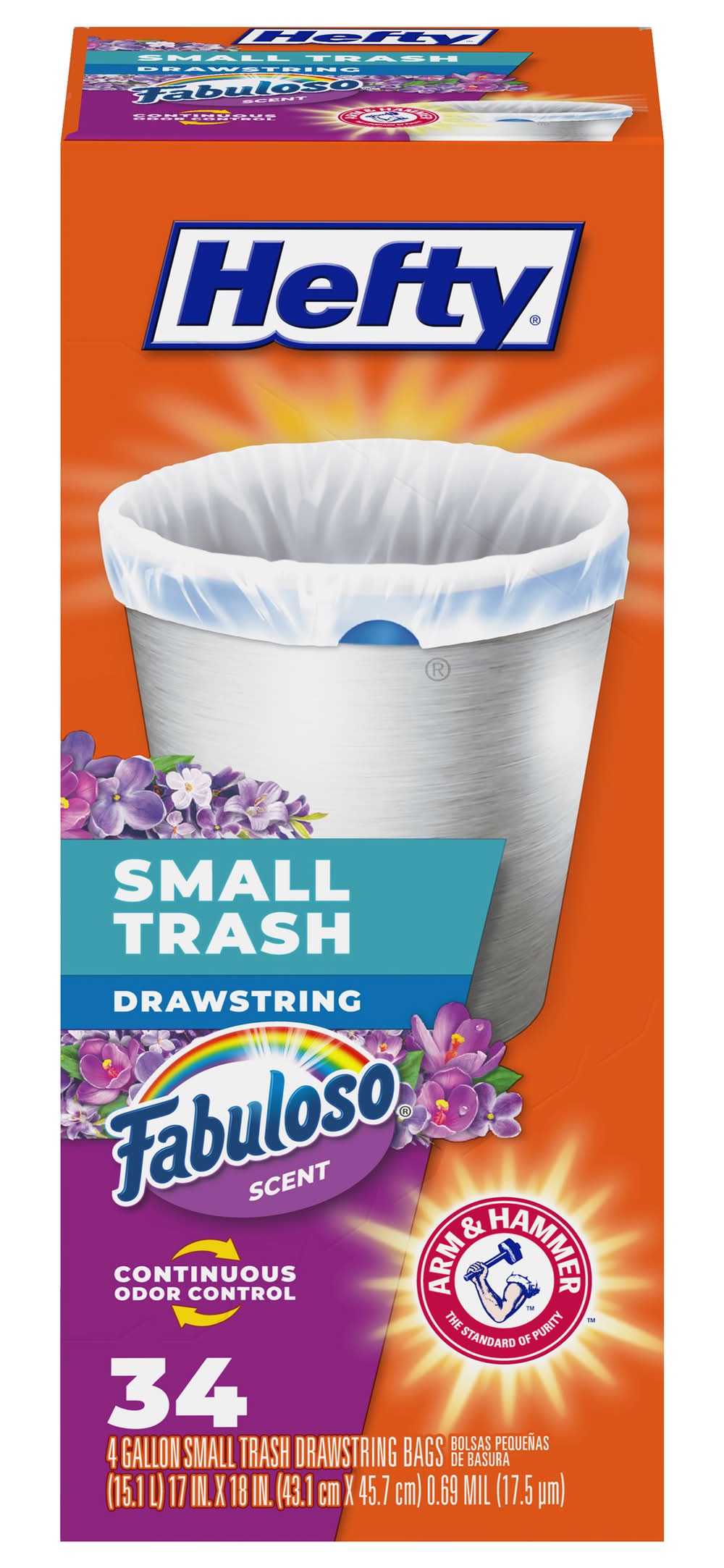 Hefty Small Trash Drawstring Fabuloso Scent Bags (34 ct)