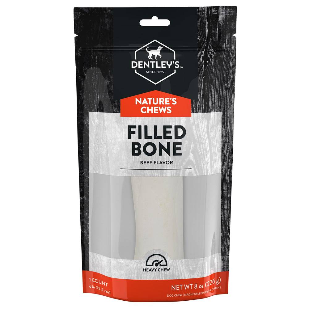 Dentley's Nature's Chews Filled Bone Dog Chew (6 in /beef)