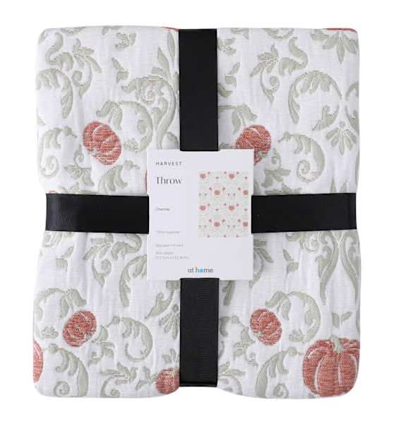 Pumpkin Damask Throw Blanket, 50x60