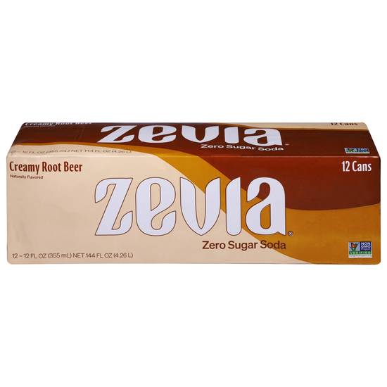Zevia Zero Calorie Creamy Root Beer Soda (12 ct, 12 fl oz)